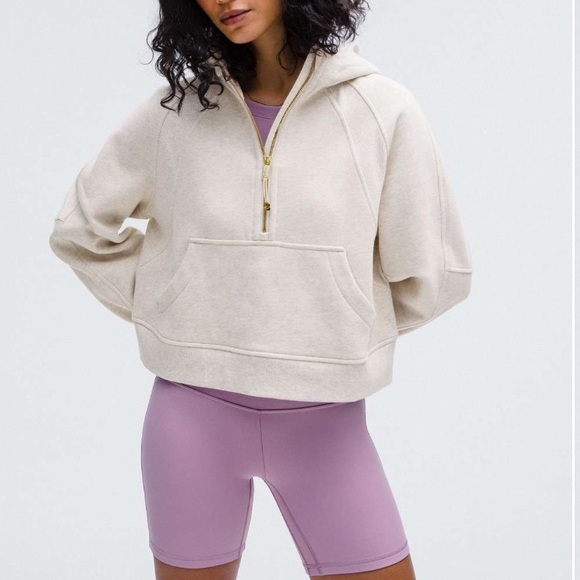 Lululemon Scuba Oversized Half-Zip Hoodie in Heathered Bone Gold SZ M/L 2025 - Picture 1 of 14
